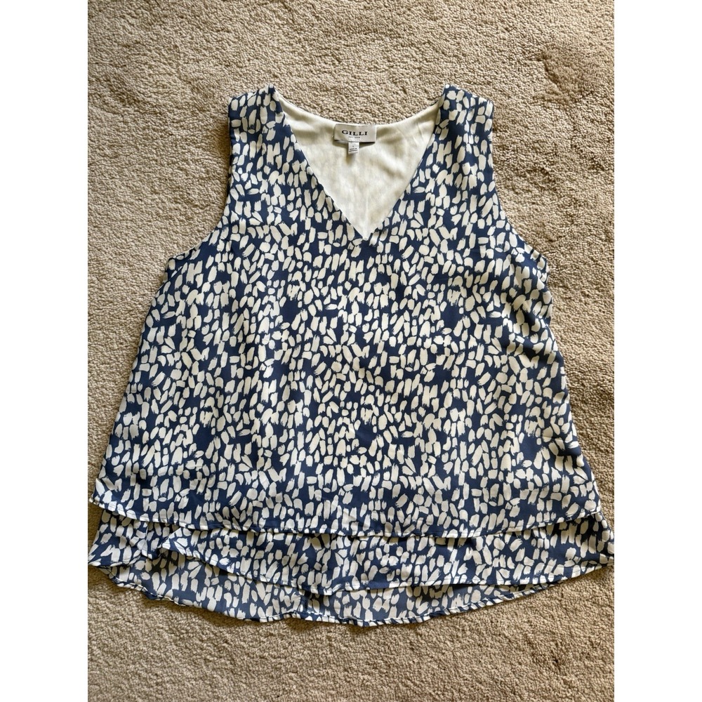 Gilli Tank‎ Top Sleeveless Shirt Blue And White Size Large